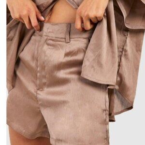 Boohoo Textured Satin Tailored Shorts